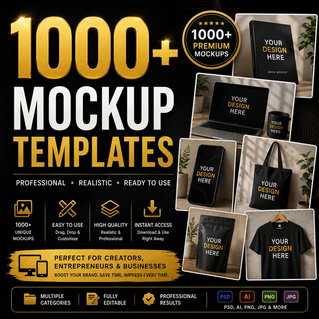 1000+ Mockup Templates – Premium Design Bundle