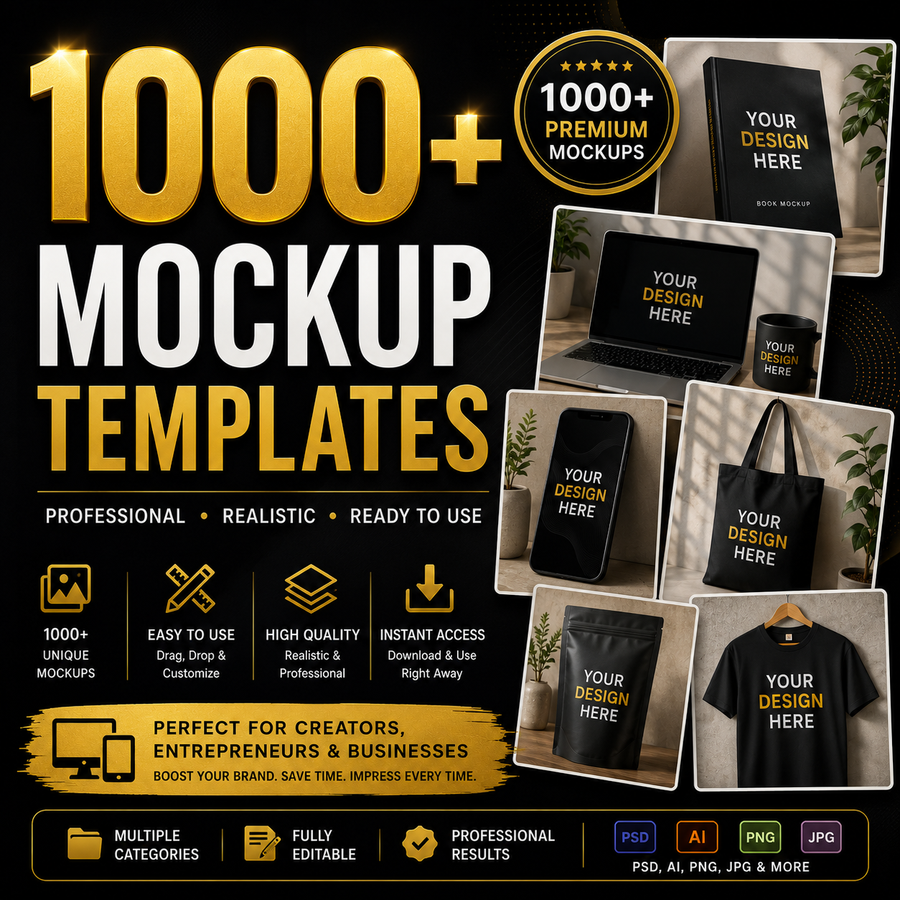 1000+ Mockup Templates – Premium Design Bundle