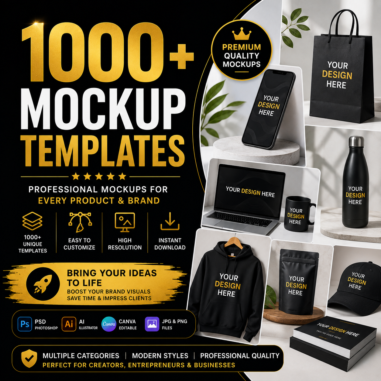 1000+ Mockup Templates – Premium Design Bundle