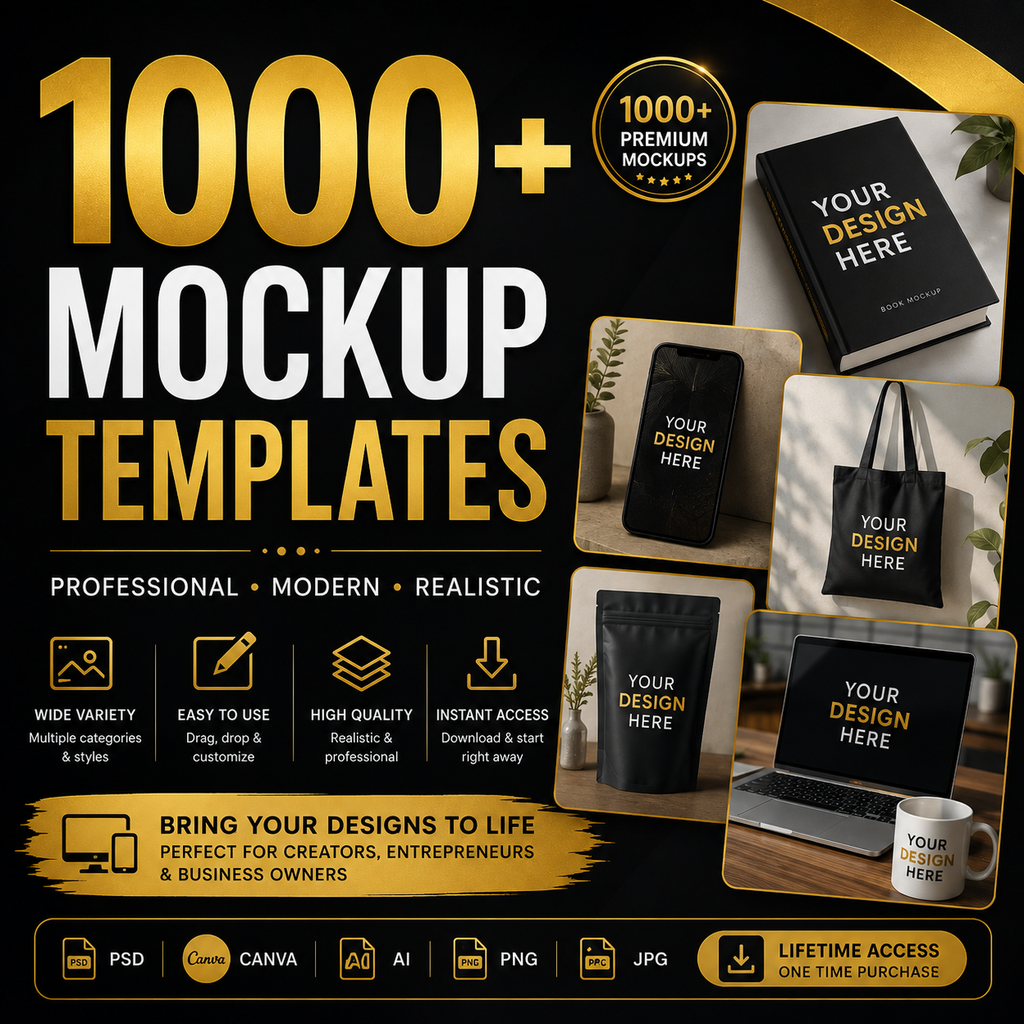 1000+ Mockup Templates – Premium Design Bundle