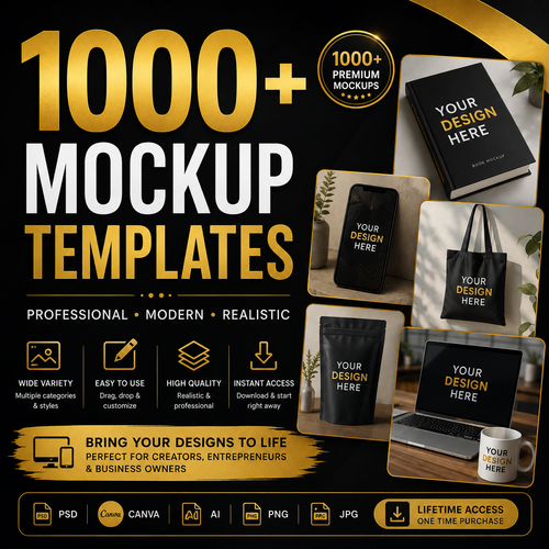 1000+ Mockup Templates – Premium Design Bundle