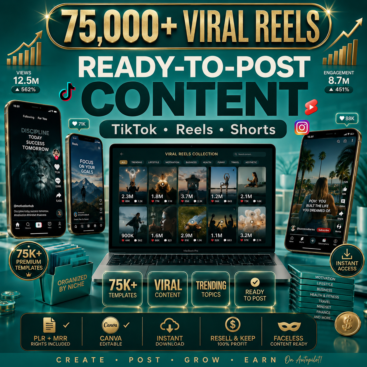 Viral Reels Bundle | Ready-to-Post Content for TikTok, Instagram &amp; YouTube Shorts